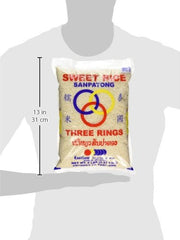Three Rings Thai sticky rice ready to be served in a fragrant bowl or dessert.