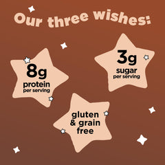 Three Wishes Cocoa cereal poured into milk showing cocoa flavor and crunch.