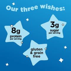 Three Wishes box image emphasizes 6-pack convenience for busy mornings.