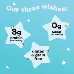 Three Wishes cereal serving bowl poured with milk emphasizing crunch