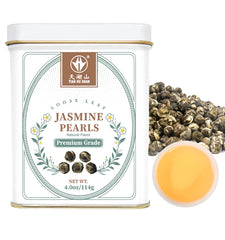 Tian Hu Shan Jasmine Dragon Pearls unfurling with delicate floral aroma.