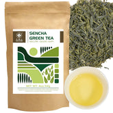 Tian Hu Shan Sencha Green Tea loose-leaf unfurls for rich aroma