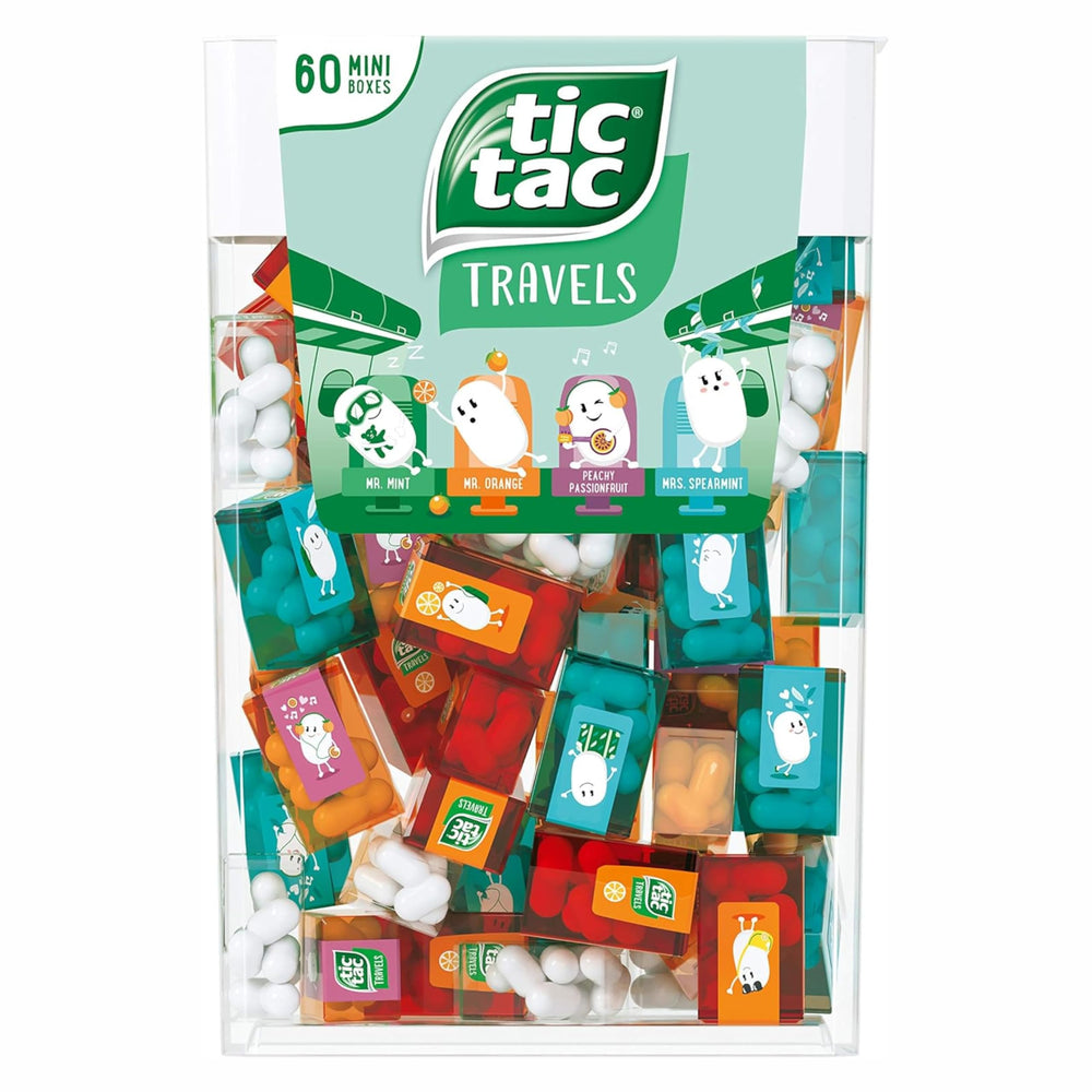 TIC TAC box full with 60 mini boxes, ideal for on-the-go refreshment.