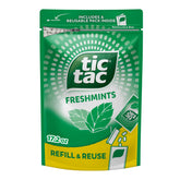 Tic Tac bulk refill bag with reusable pack for on-the-go freshness.