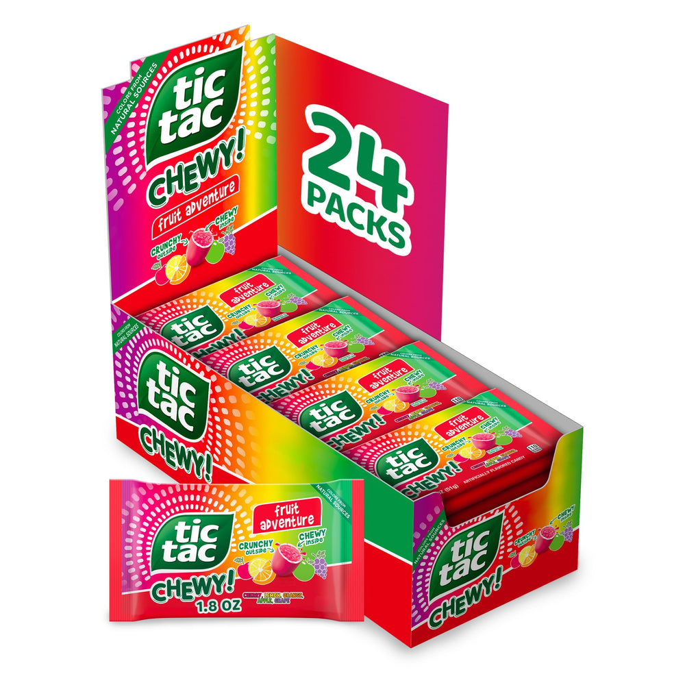 TIC TAC CHEWY Fruit Adventure bulk 24-pack front view for sharing and display.