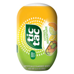 Bright lemon, lime, and mandarin flavors highlighted in Tic Tac mints.
