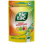 Tic Tac Fruit Adventure bulk bag 17.2 oz for on-the-go freshness with refill capability.