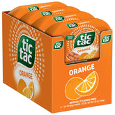 Tic Tac Orange Mints pack front view for on-the-go refreshment.