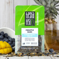 Tiesta Tea Blueberry Pineapple Green Tea leaves show vibrant color and premium quality.