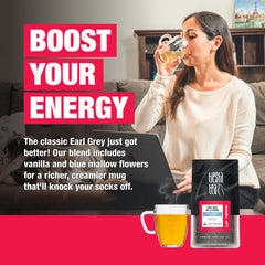 Tiesta Tea Creamy Earl Grey de la Crème hot or iced brew ready.