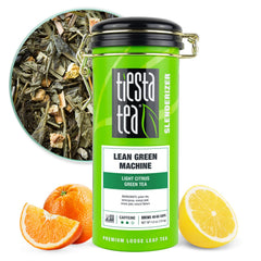 Tiesta Tea Lean Green Machine loose leaf tea with bright citrus notes for refreshing cups.
