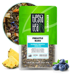 Tiesta Tea Pineapple Blues loose-leaf pouch keeps tea fresh for quick, flavorful brews.