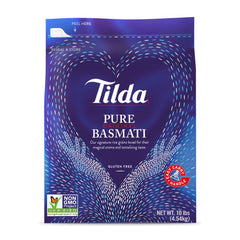 Tilda Pure Basmati rice bag with Himalayan origin highlighting premium quality