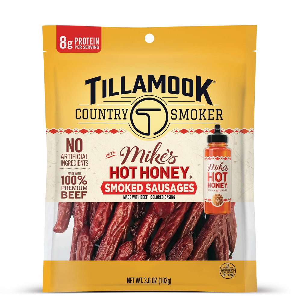Tillamook Country Smoker Mike's Hot Honey beef sausage pack ready-to-eat snack