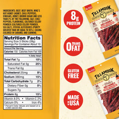 Mike's Hot Honey beef sausage slice shows bold sweet-heat flavor.