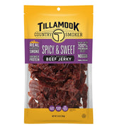 Tillamook Country Smoker beef jerky pack shot highlighting spicy-sweet flavor