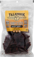Tillamook Honey Glazed Beef Jerky Bite Shot highlights satisfying texture and flavor.