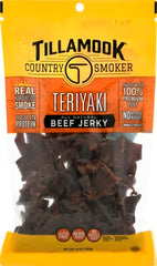 Tillamook Teriyaki Beef Jerky glaze close-up reveals glossy teriyaki coating