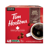 Tim Hortons Dark Roast K-Cup pods front view, bold flavor ready for your morning ritual.