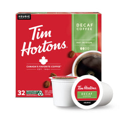 Tim Hortons decaf medium-roast K-Cup pod front view for quick, balanced brews