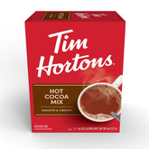 Tim Hortons hot cocoa mix packets eight count, perfect for quick cozy drinks at home.