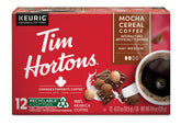 Tim Hortons Mocha Cereal K-Cups packaging for convenient at-home brewing.