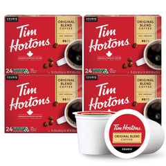 Tim Hortons Original Blend medium roast K-Cup pod in red packaging for balanced flavor