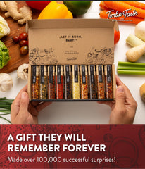 Timber Taste spice variety display highlights ten exotic peppers for adventurous cooking