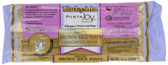 Tinkyada brown rice pasta spaghetti in six-pack, gluten-free and organic.