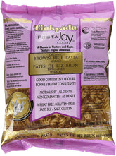 Tinkyada gluten-free organic brown rice pasta spirals on package for easy meals.