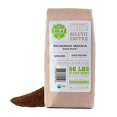 Tiny Footprint Coffee Nicaragua Segovia dark roast bag shows organic shade-grown origin and label