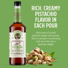 Tippleman's Pistachio Créme Syrup pump-fit bottle ensures easy, mess-free dispensing.