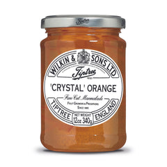 Tiptree Crystal Orange Marmalade bottle closeup with glossy jelly and orange chunks