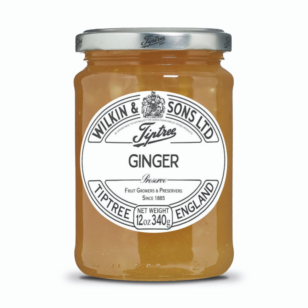 Tiptree Ginger Preserve jar highlights vibrant color and aroma for breakfast tables.