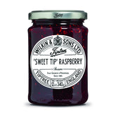 Tiptree Sweet Tip Raspberry Preserve jar on shelf showing premium fruit and craft