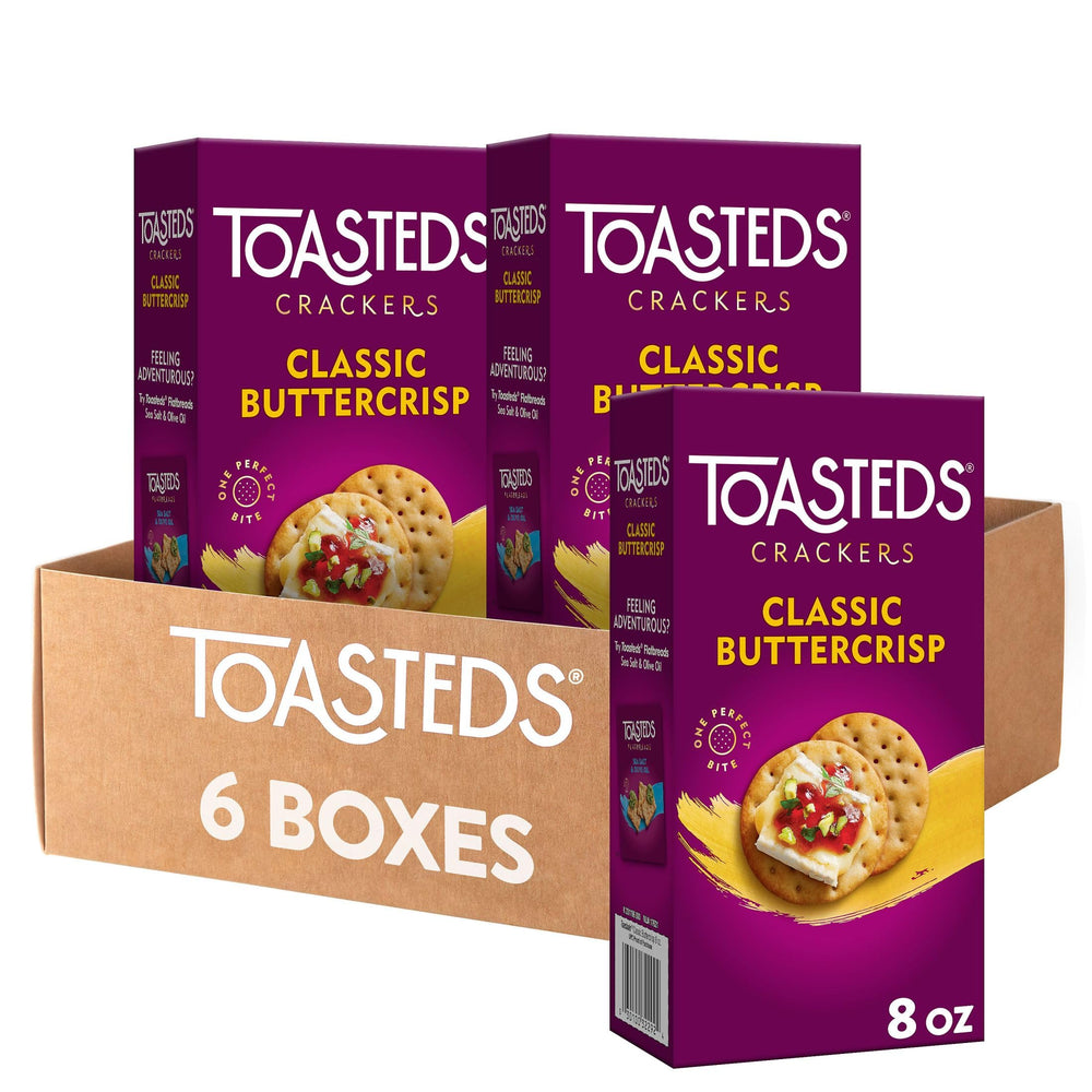 Toasteds Classic Buttercrisp crackers on a cheese board for charcuterie pairing