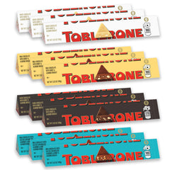 TOBLERONE milk chocolate bar with triangular peaks, perfect for sharing.