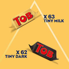 Toblerone tiny dark chocolate bars with honey almond nougat for a richer bite