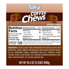 Toffix Coffee Chews close-up highlights creamy texture and inviting center.