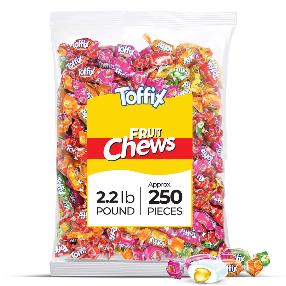 TOFFIX Fruit Chews orange center-filled bite for a bright, tangy snack.