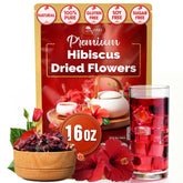 TOG999 hibiscus flowers 16oz bag highlights premium dried petals for caffeine-free tea
