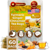 TOG999 turmeric ginger cinnamon tea bags ready for a soothing caffeine-free cup.