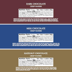 Toggi Fine European Wafers Dark Chocolate close-up, crisp texture for a coffee break.