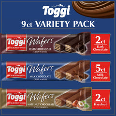 Toggi Hazelnut wafers close-up, nutty aroma and smooth chocolate finish.