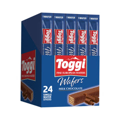 Toggi Milk Chocolate Wafers: crispy wafer with chocolate, ideal for a quick snack.