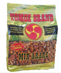 Close-up of crispy Arare crackers with tropical flavors from Tomoe Brand.