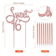 Tondiamo Sweet 16 metallic candles for elegant cake decoration