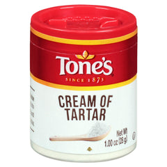 Tone's Cream of Tartar 1oz jar stabilizes egg whites for airy desserts