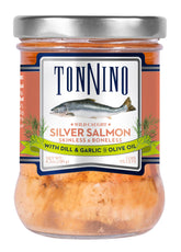 Tonnino SIlver Salmon Dill and Garlic can for premium gourmet meals.