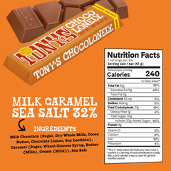 Tony’s Chocolonely milk caramel sea salt bar delivers sweet-salty contrast.